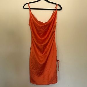 Sexy Orange Satin lace up dress